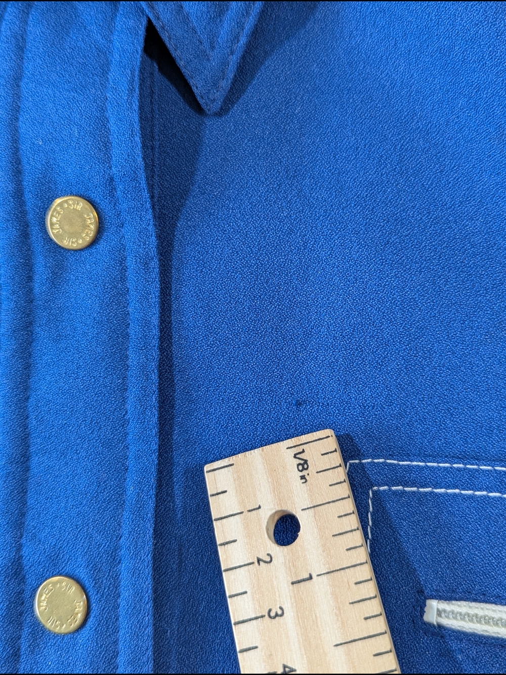 Vintage King James Utility Pocket Shirt Button Up Blue with Contrast Zip Accents - Picture 14 of 14